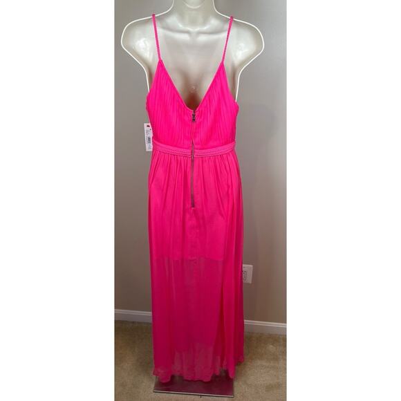 Alice + Olivia Tamar Silk Cutout Slit Braided Wild Pink Maxi Dress Size 2 - Picture 10 of 12